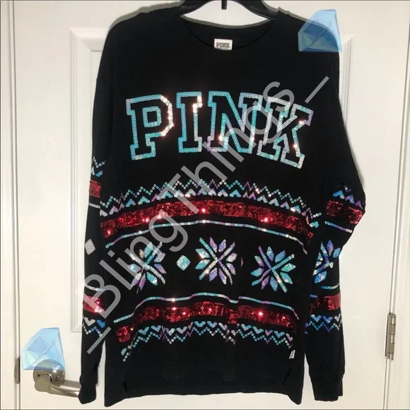 💎Rare VS PINK Holiday Christmas Bling Shirt💎 - Picture 1 of 5
